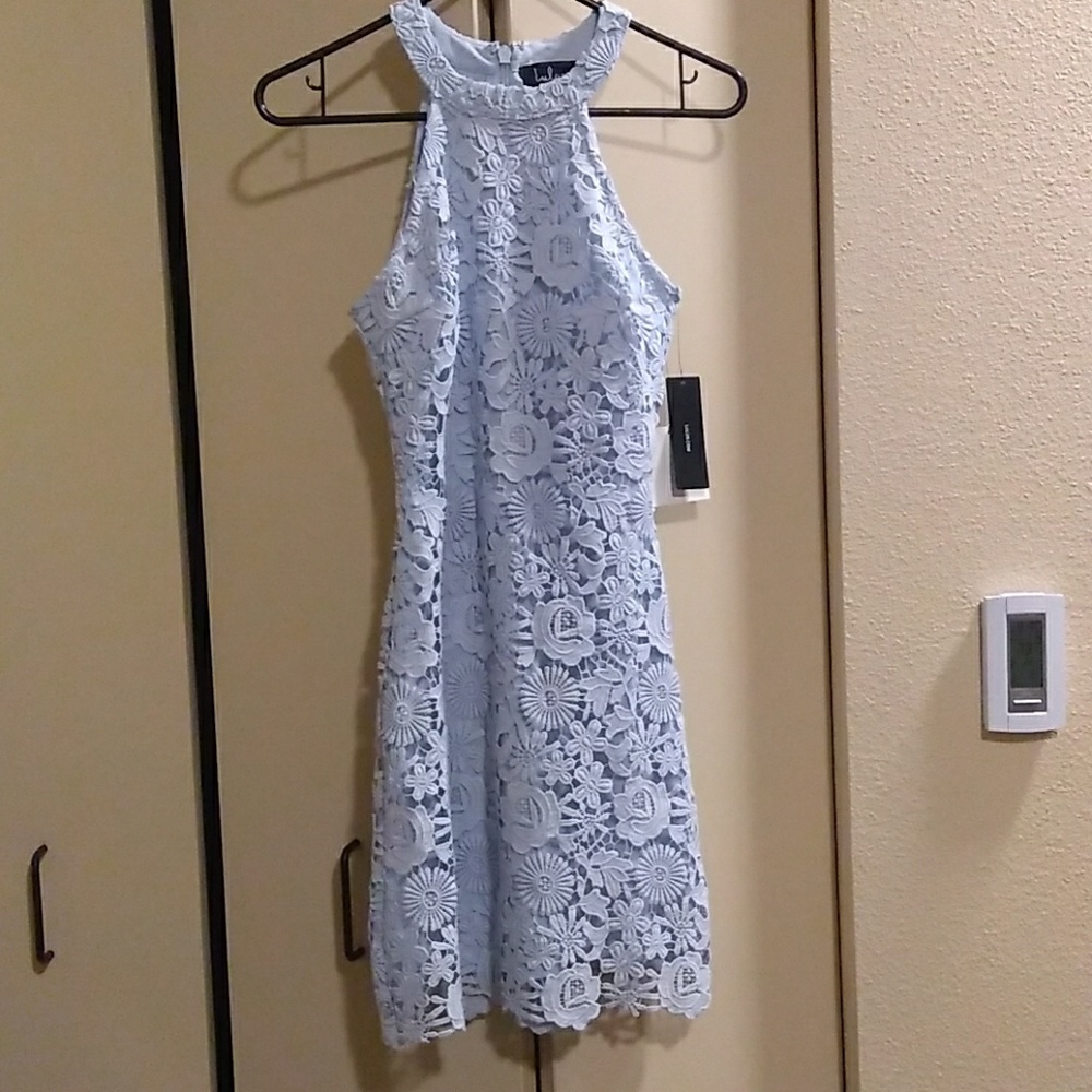 Lulu's love poem light blue lace dress